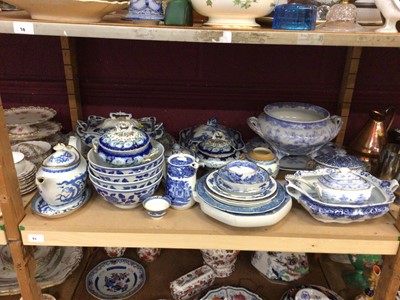 Lot 669 - Group of blue and white china, mostly 19th century English transferware, including Miles Mason