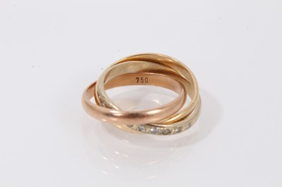 Lot 547 - 18ct three-colour gold ‘Russian wedding ring’