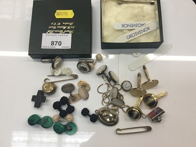 Lot 870 - Box of cuff links, collar studs etc