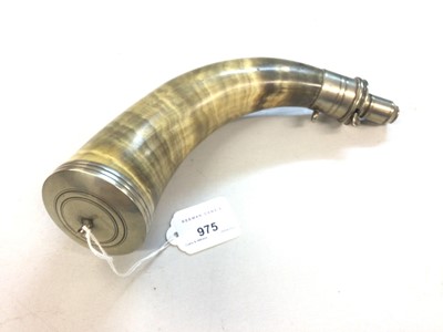 Lot 975 - Victorian Sykes Patent horn powder flask with graduated nozzle, 26cm