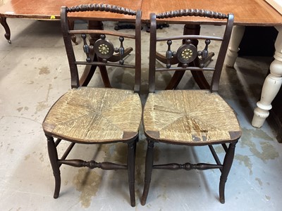 Lot 1150 - Pair of antique chairs with rush seats