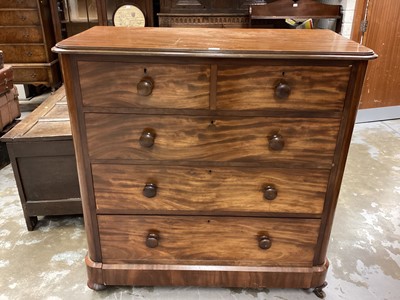 Lot 1075 - Victorian mahogany chest of two short and three long graduated drawers, 115cm wide, 57cm deep, 118.5cm high