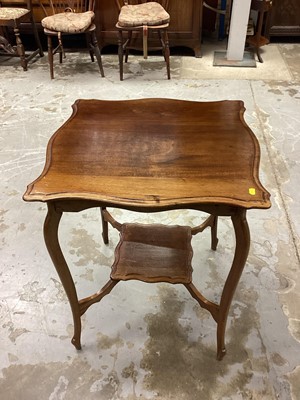 Lot 1152 - Edwardian two tier occasional table with shaped top on slender cabriole legs