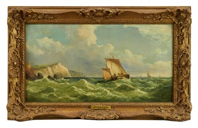 Lot 1179 - John James Wilson (1818-1875) oil on canvas - vessels off the coast, 25.5cm x 45.5cm, in gilt frame