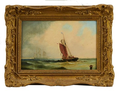 Lot 1177 - George Chambers (1830-c.1890) oil on board - Pilot Cutter off the North Headland, Kent, 20cm x 30cm, in gilt frame