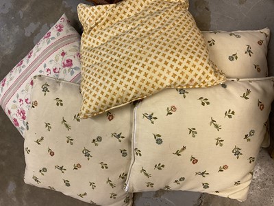 Lot 1246 - Group of floral and plain cushions.( In Vintage section)