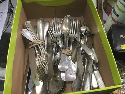 Lot 844 - Quantity of continental silver flatware and other white metal