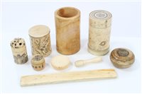 Lot 721 - 19th century Chinese ivory brush pot with...