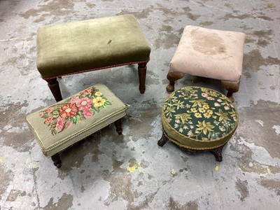 Lot 1188 - Group of four various footstools including two with tapestry tops