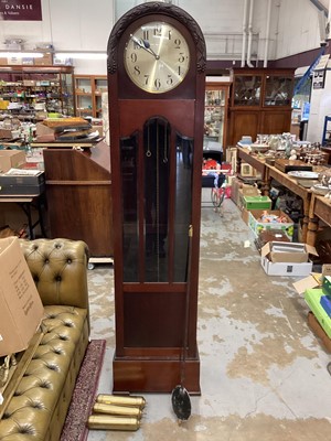 Lot 1191 - Early 20th century mahogany longcase clock with pendulum and three brass weights