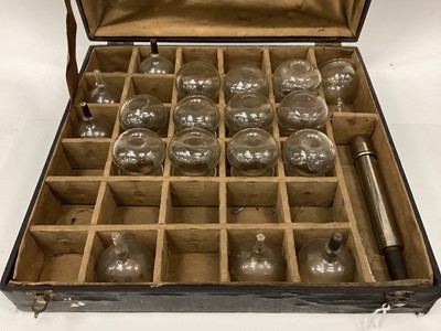 Lot 2519 - Set of cupping glasses for bloodletting, in fitted case