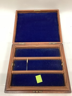 Lot 2522 - Antique fitted microscope slide box (holds 288 slides)