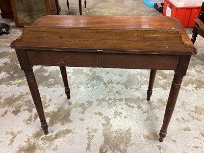 Lot 61 - 19th century inlaid mahogany hall table with ledge back on turned legs, 92cm wide, 44.5cm deep, 86cm high