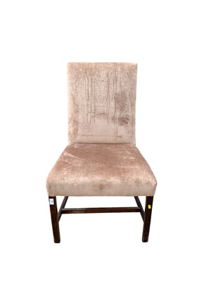 Lot 56 - Antique upholstered chair on square legs  joined by stretchers