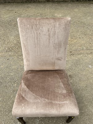 Lot 56 - Antique upholstered chair on square legs  joined by stretchers