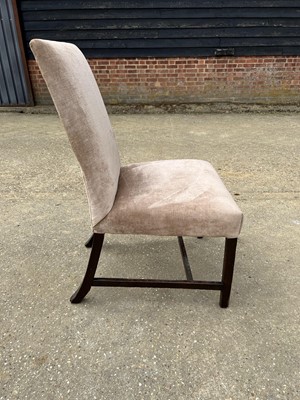 Lot 56 - Antique upholstered chair on square legs  joined by stretchers
