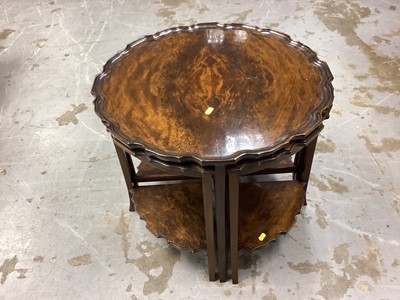 Lot 1201 - Nest of five occasional tables with pie crust tops, 61cm diameter, 51.5cm high