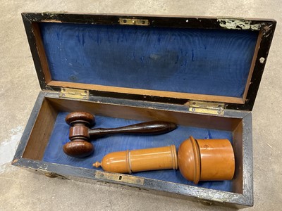 Lot 223 - Victorian brass bound glove box and small group of treen