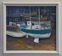 Lot 1083 - Ronald Ronaldson (1919-2015), oil on board,...