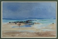 Lot 1102 - John Burman (born 1936), watercolour, figures...