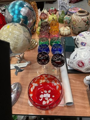 Lot 474 - Twelve Bohemian hock glasses and a similar bohemian glass bowl.