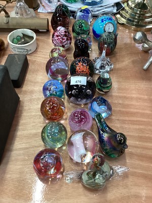 Lot 476 - Collection of twenty eight Art glass paperweights to include Caithness and others.