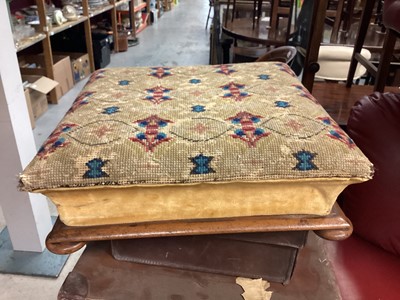 Lot 1214 - Victorian footstool with embroidered top