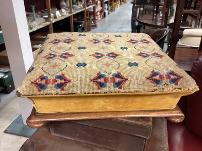 Lot 1214 - Victorian footstool with embroidered top