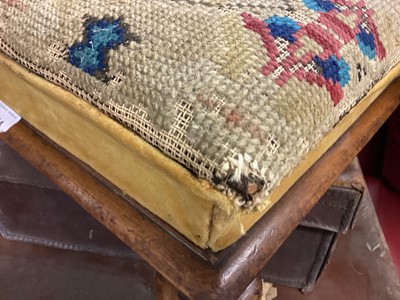 Lot 1214 - Victorian footstool with embroidered top