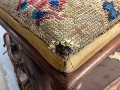 Lot 1214 - Victorian footstool with embroidered top