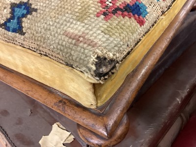 Lot 1214 - Victorian footstool with embroidered top