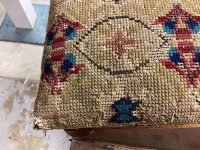 Lot 1214 - Victorian footstool with embroidered top