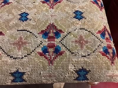 Lot 1214 - Victorian footstool with embroidered top