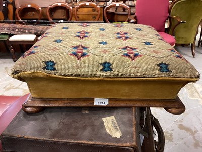Lot 1214 - Victorian footstool with embroidered top