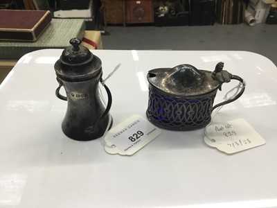 Lot 829 - Edwardian Art Nouveau silver pepparet and silver mustard pot (2)