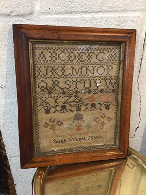 Lot 253 - A maple framed sampler by Sarah Wright, dated 1834