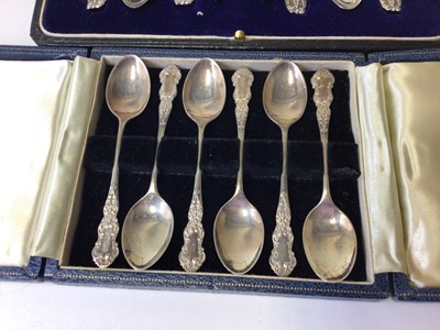 Lot 73 - Two sets of cased silver spoons and set tea knives