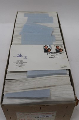 Lot 1479 - Stamps Charles and Diana 'On The Royal Birth' 21st June 1982 heavily duplicated F D Cs (500+) and a selection of unmounted mint Royal Wedding stamps.