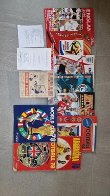 Lot 499 - Collection of books and ephemera to include football programmes, sticker albums and some motoring related items.