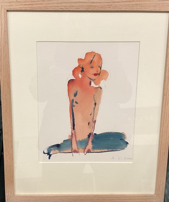 Lot 273 - Howard Barnes (1937-2017) watercolour, Female Seated, together with another by the same hand, both framed