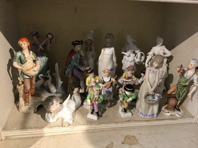 Lot 267 - Group of porcelain figures, including Sitzendorf and Lladro