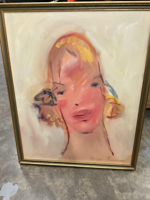 Lot 274 - Howard Barnes (1937-2017) oil on canvas, Female Head, signed, 76 x 60cm framed
