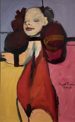 Lot 150 - Howard Barnes (1937-2017) oil on canvas, Female study, signed and dated, 96 x 60cm, framed