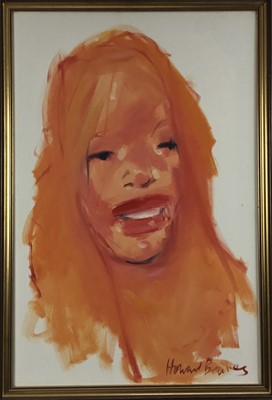 Lot 152 - Howard Barnes (1937-2017) oil on canvas, Female Head, signed 75 x 50cm, framed