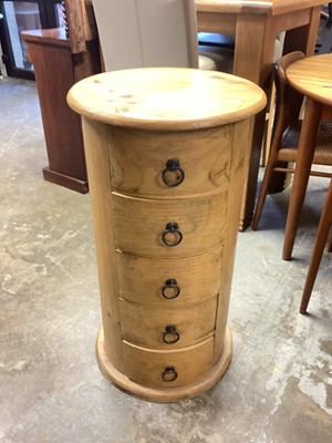 Lot 1224 - Contemporary circular chest of five drawers, 45cm diameter, 85cm high