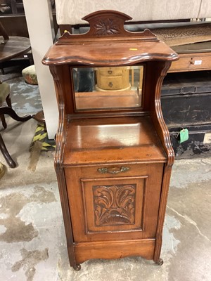 Lot 1225 - Late Victorian carved walnut coal purdonium, 43cm wide, 35cm deep, 99cm high