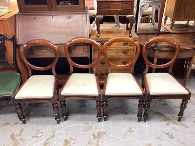 Lot 1227 - Set of four Victorian mahogany dining chairs with drop in seats on turned front legs