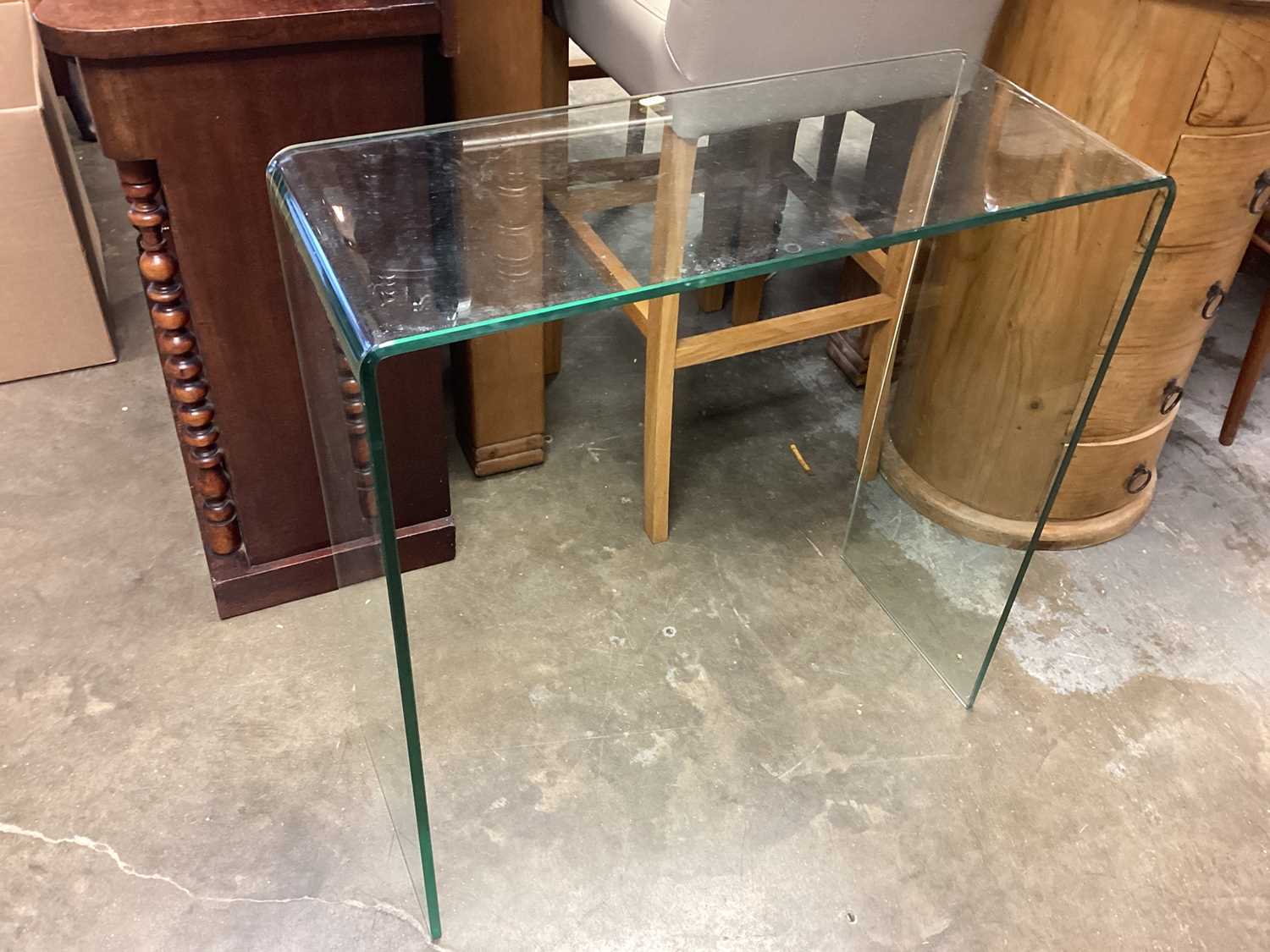 Lot 1228 - Contemporary glass console table, 75cm wide, 31cm deep, 79cm high