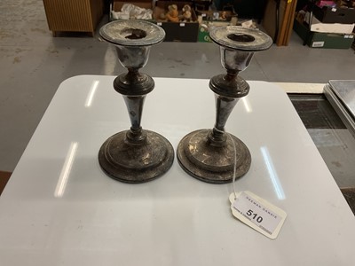 Lot 860 - Pair of silver candlesticks