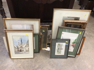 Lot 527 - Group of pictures, including watercolours, oil, antique prints